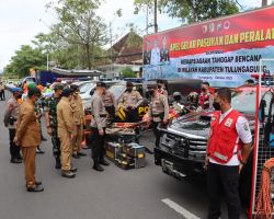 Siaga Bencana,Polres Tulungagung bersama Forkopimda Siapkan Perlengkapan dan Pola Penyelamatan Warga