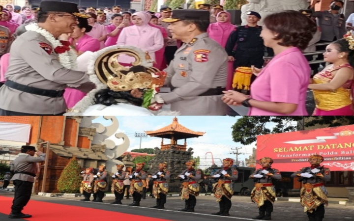 Kapolda Bali Yang Baru Irjen Pol Ida Bagus Kade Putra Narendra Awali Tugas Baru Dengan Percikan Tirtha (Air Suci)