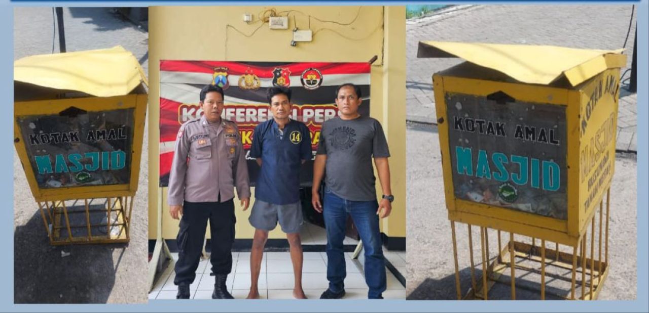 Polsek Kenjeran Berhasil Mengamankan Seorang Residivis Yang Melakukan Percobaan Pencurian Kotak Amal.