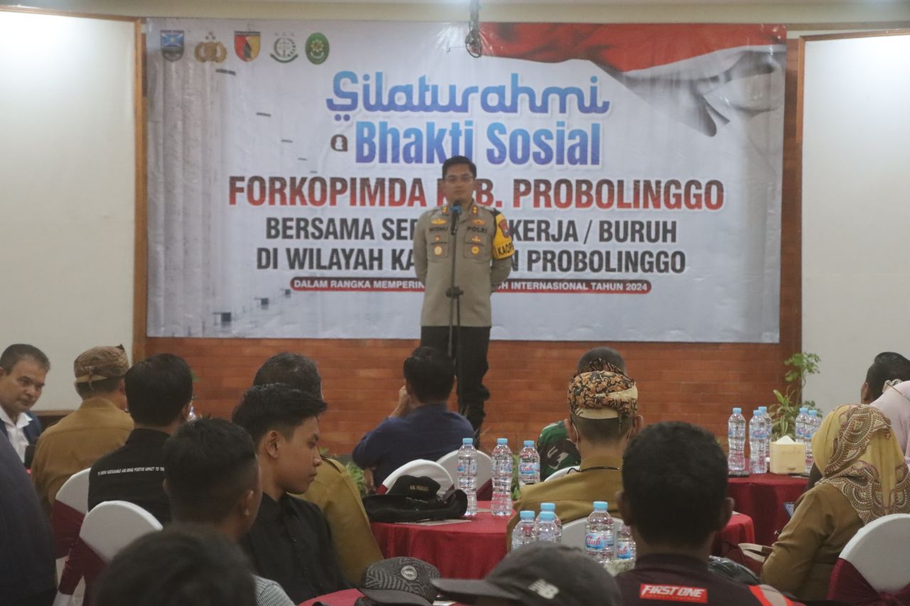 Jelang May Day Polres Probolinggo bersama Forkopimda Gelar Silaturahmi Bersama Buruh 