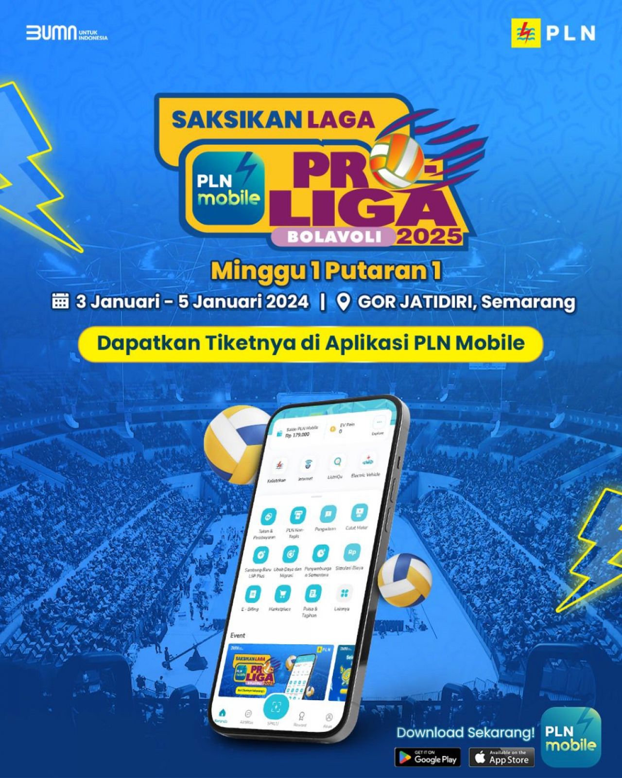 Rayakan.Tahun Baru, Tiket Proliga 2025 Pekan Pertama Tersedia di PLN Mobile, Begini Cara Pembeliannya!