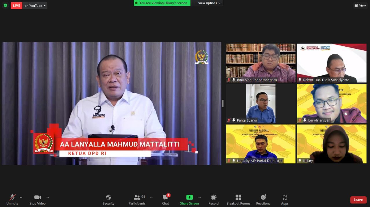 Hak Konstitusi Partai Baru Dijegal Pasal 222, LaNyalla: Jelas Merugikan Rakyat Pemilih