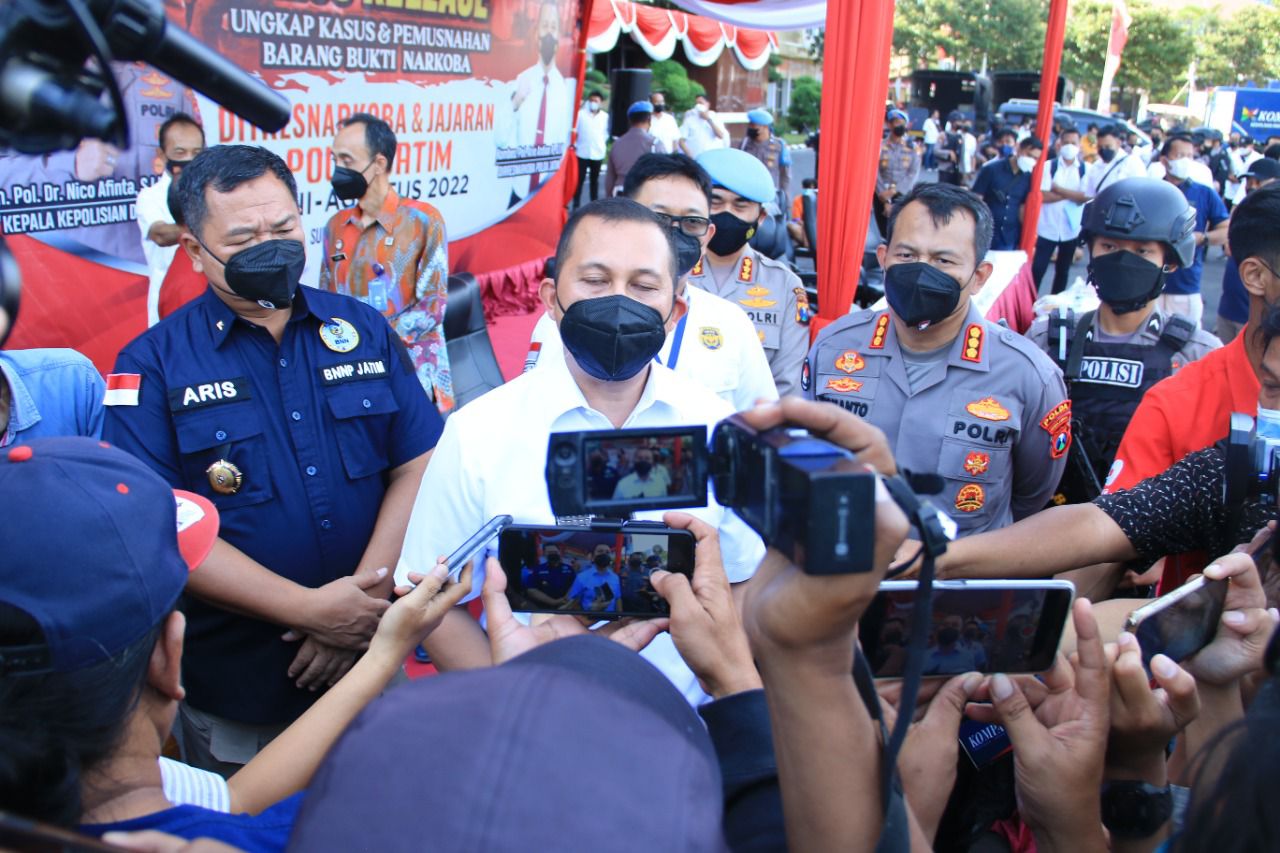 Sabu 236,79 kg, Ekstasi 11 Ribu Butir, Ganja 57 kg dan Jutaan Butir Obat Keras Hasil Sitaan Dimusnahkan Polda Jatim