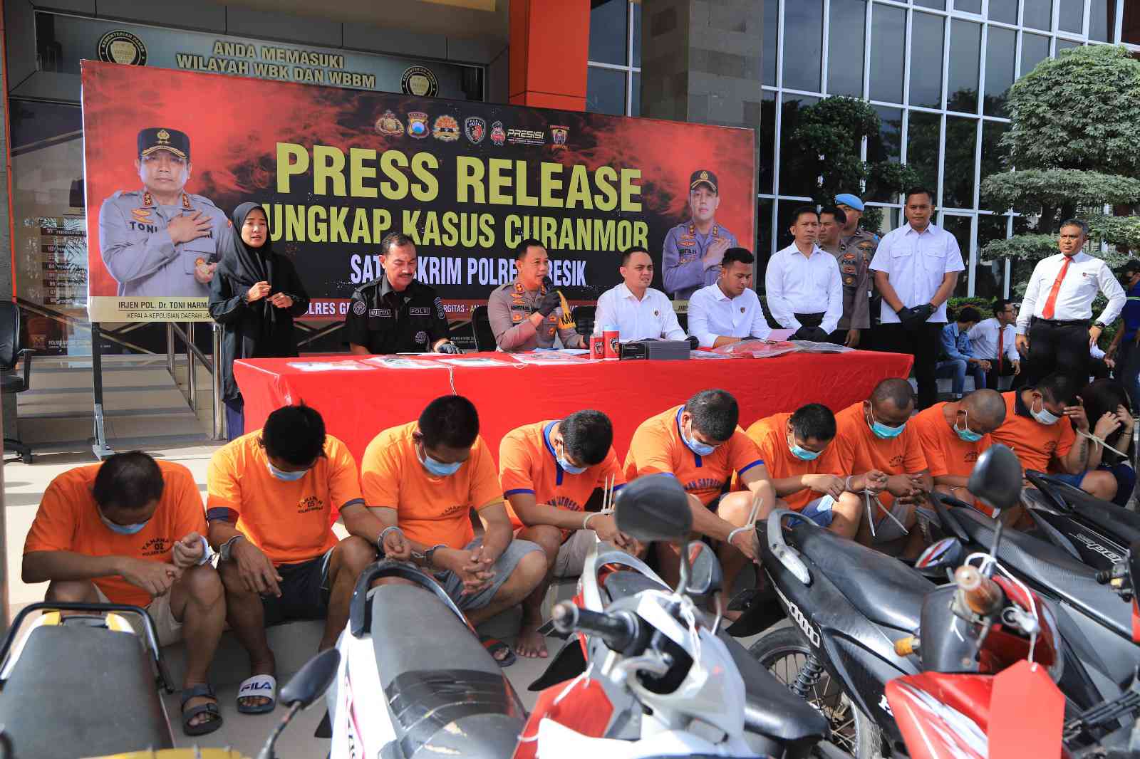 Polres Gresik Ungkap 9 Kasus Pencurian Kendaraan Bermotor, 11 Tersangka Berhasil Diamankan