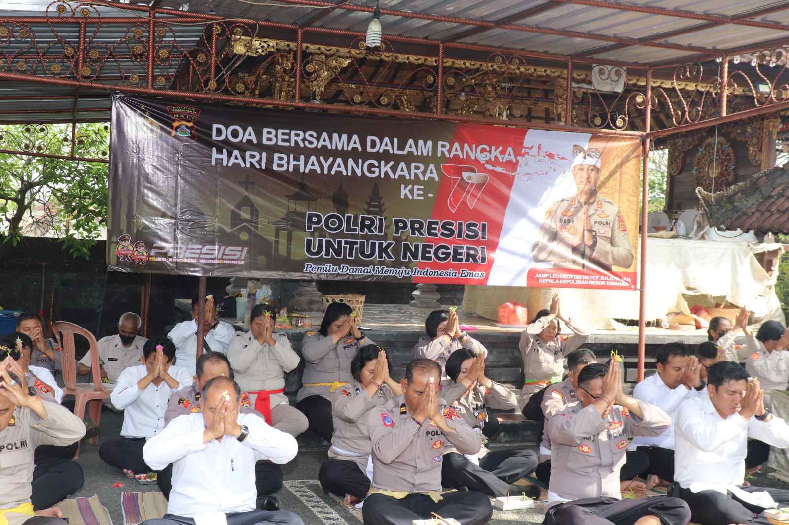 Personil Polres Tabanan Laksanakan Doa Bersama Dalam Rangka Hari Bhayangkara ke 77
